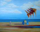 Crandon Park Kite Flyer, a painting by American Nature Painter, Judith A. Maddox Saylor at JAMS Artworks.