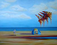 Crandon Park Kite Flyer,a painting by American Nature Painter, Judith A. Maddox Saylor at JAMS Artworks.