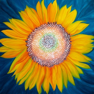 Fibonacci Sunflower, No. 1, Fibonacci Sunflower Series, American Nature Painter Judith Saylor